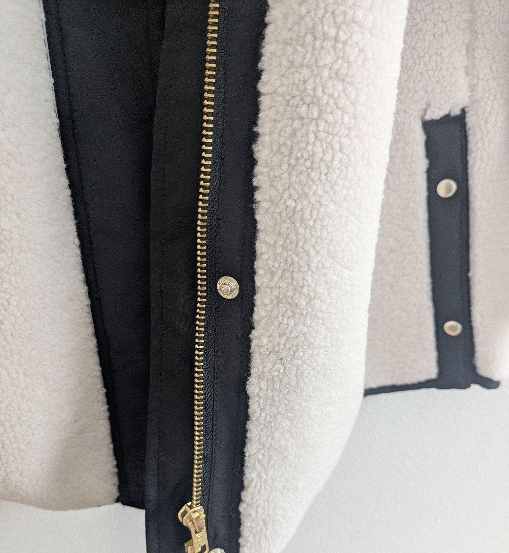 今期未使用【LEE掲載】anyオンワード樫山ボアコートＬ白☓黒