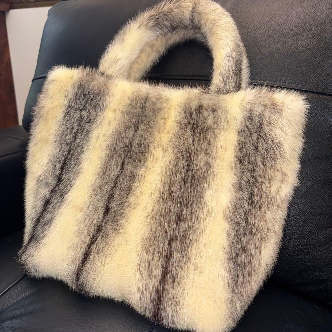 新品❣️大❣️クロスミンク使用❣️トートバッグリボン