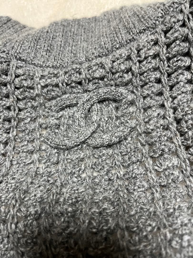 CHANELシャネル　ロングカーディガン　ワンピース　グレーレア品