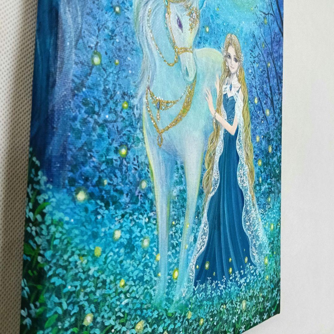 No.544 大きめF4size 白馬とエルフ アクリル画　原画　絵画