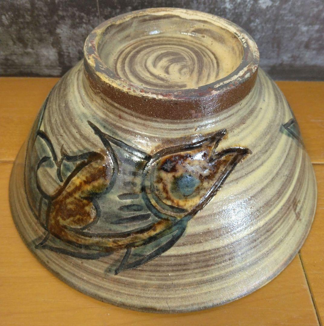 人間国宝 金城次郎 海老魚紋茶碗 栞 共箱 美品 壺屋焼 壷屋焼 やちむん 笑魚