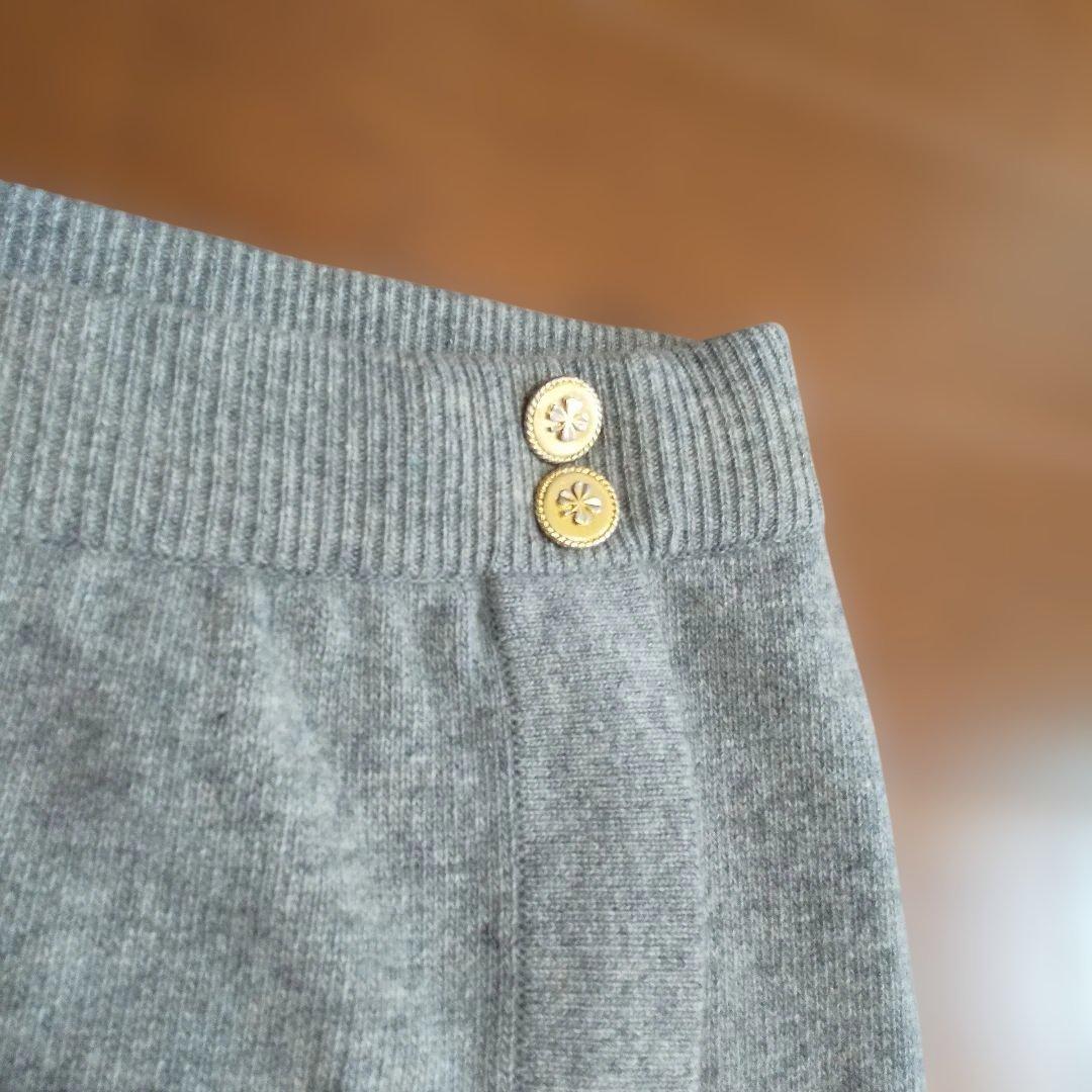ky218 CHANEL ニットスカート グレー カシミア100 2サイズ