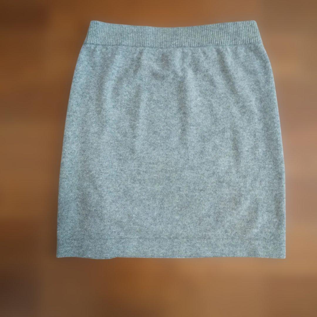 ky218 CHANEL ニットスカート グレー カシミア100 2サイズ