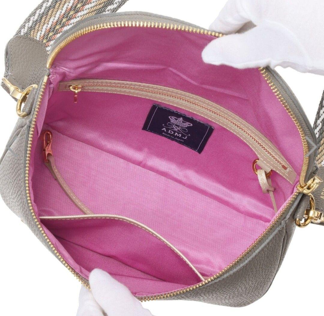 【wakabaです】ADMJ グレー レザー ショルダーバッグ