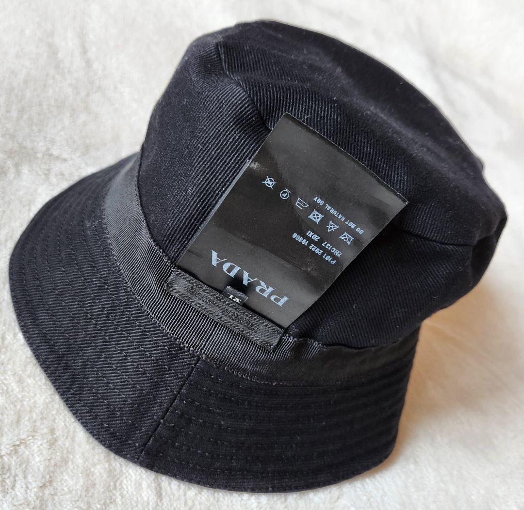 PRADA バケットハット XL 黒 正規品 コットン イタリア製