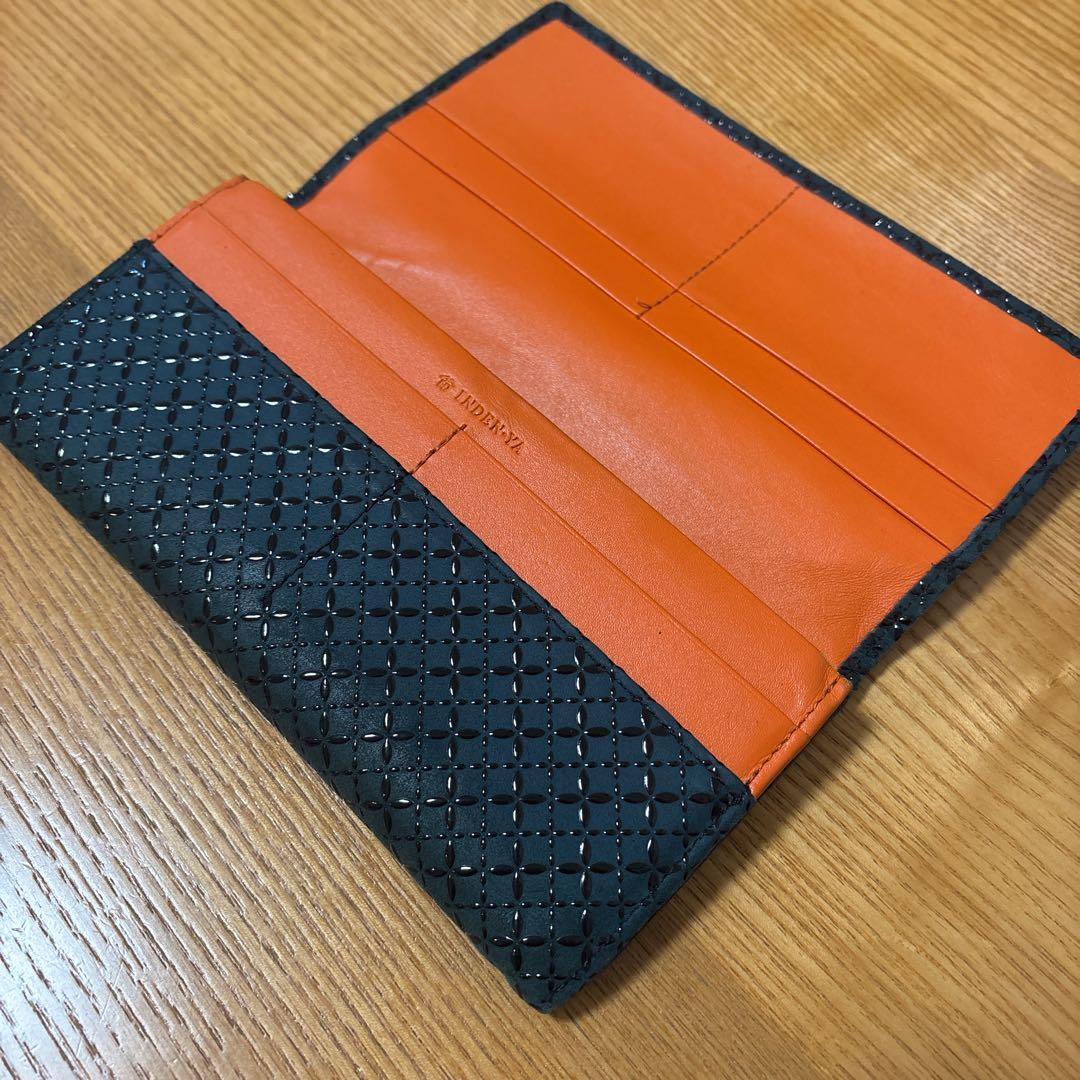 未使用　印傳屋　甲州印傳　ひそか　HISOCA 緑　オレンジ　長財布　七宝繋ぎ