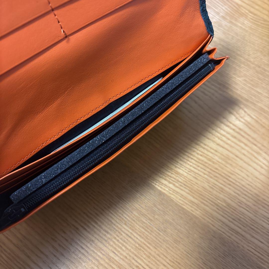 未使用　印傳屋　甲州印傳　ひそか　HISOCA 緑　オレンジ　長財布　七宝繋ぎ