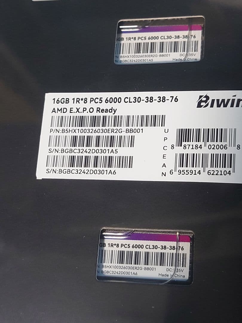Biwin HX100 DDR5 6000MHz 32GB(16GB×2) クロ