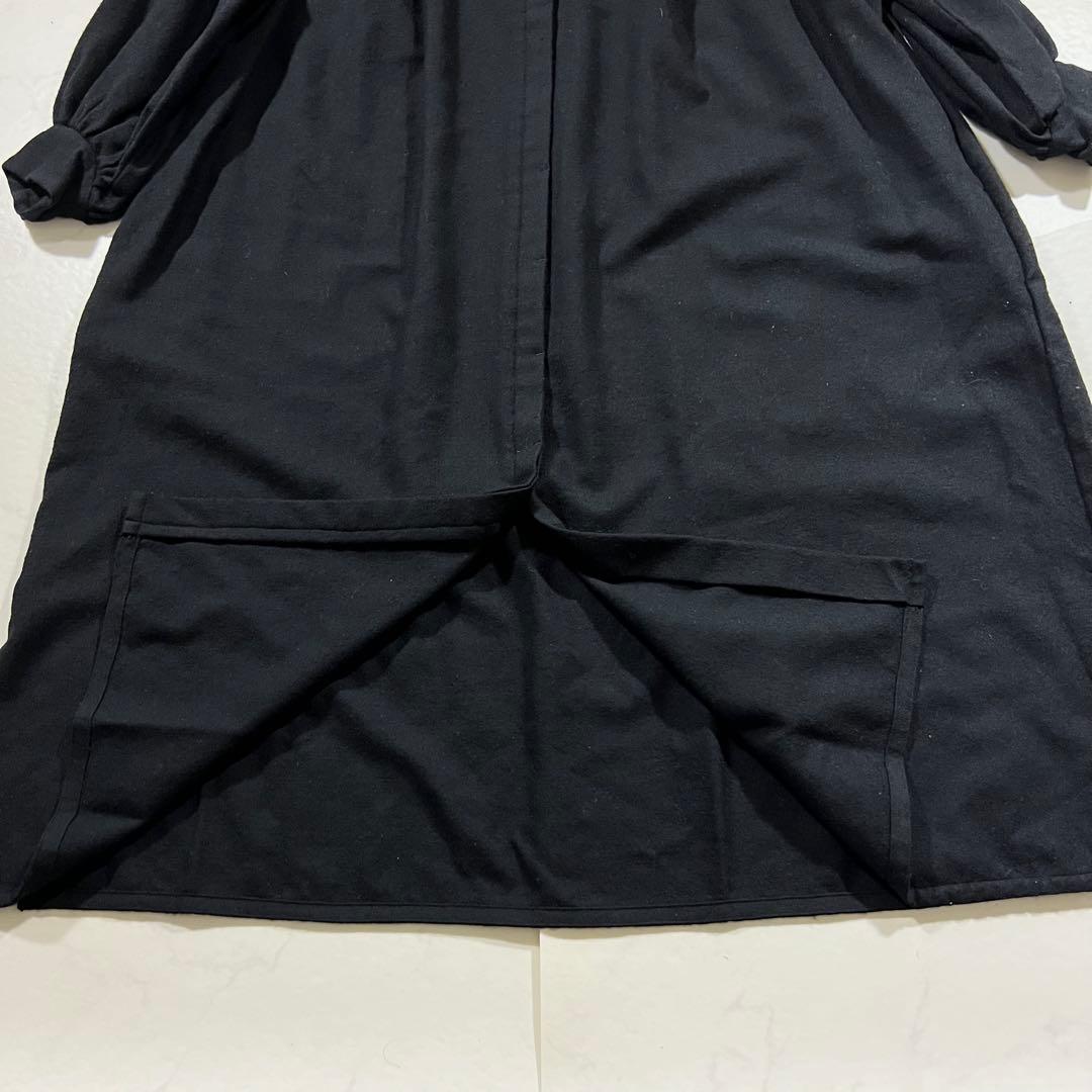 SINME シンメ スモックドレス ウールワンピース ブラック黒 ロング マキシ