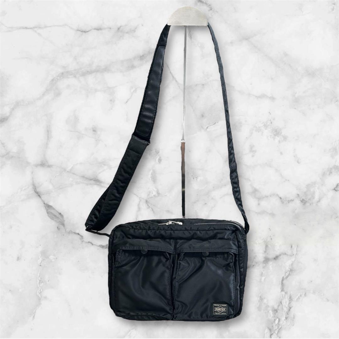 【極美品】PORTER TANKER ショルダーバッグ　２層　ブラック　L