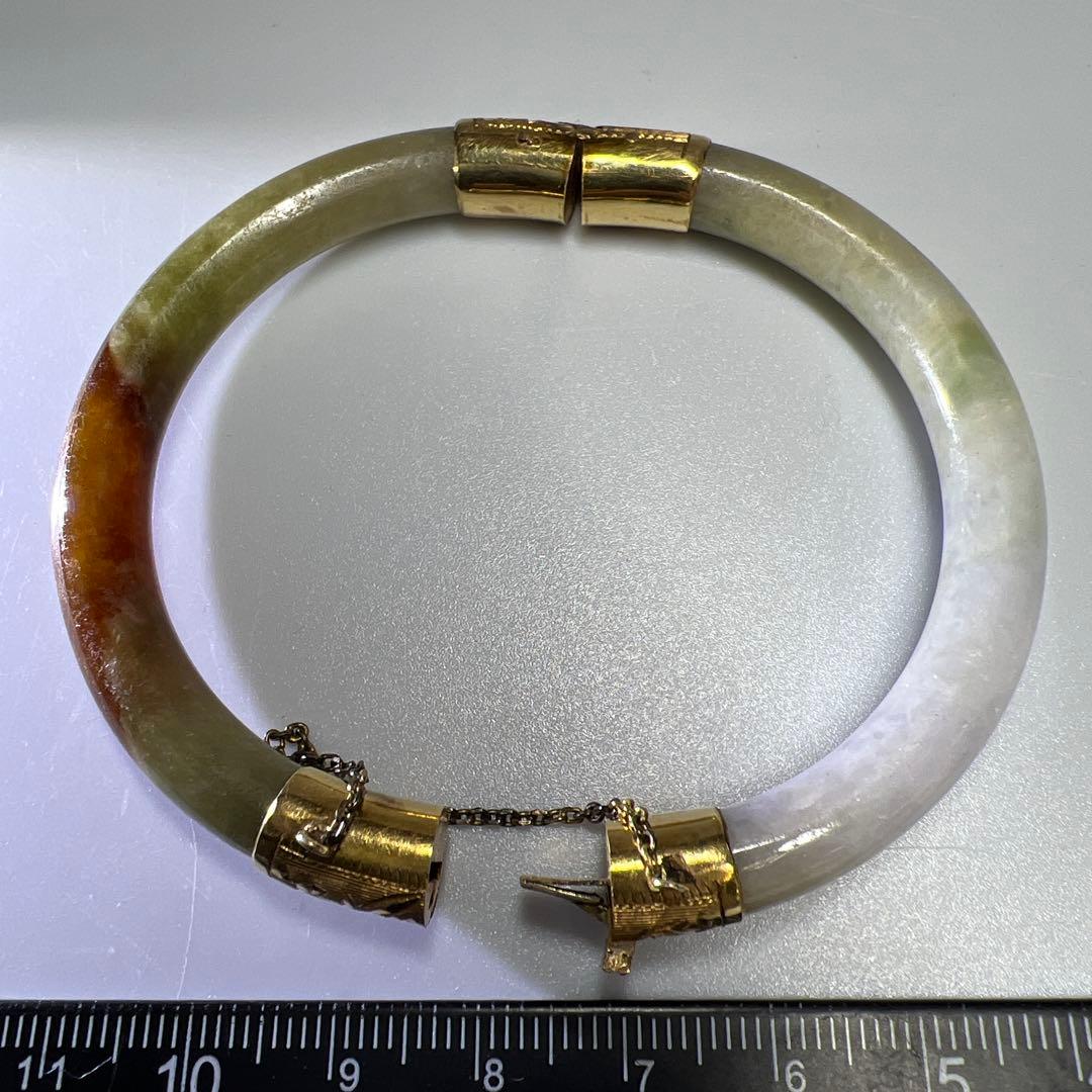 14K刻印　翡翠バングル　31g 東Y8-0109☆2Fトヒチサ