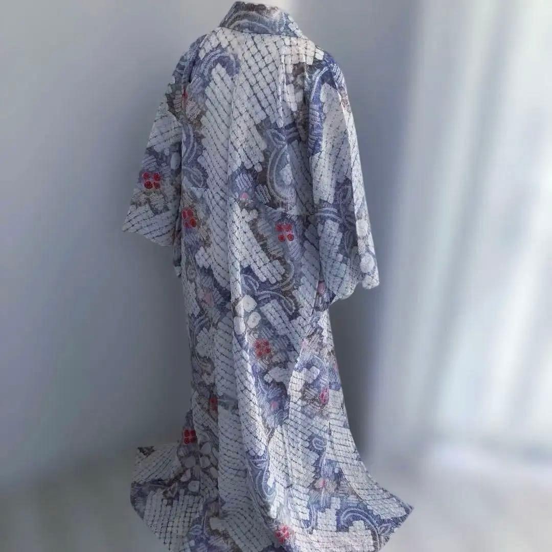 有松鳴海絞り・蜘蛛絞り　浴衣　手縫い　絞り浴衣　身丈156cm No.2-15