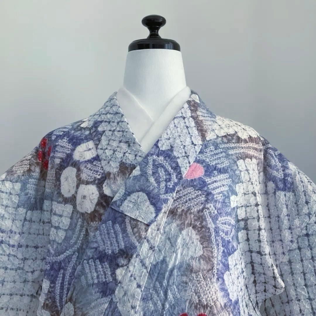 有松鳴海絞り・蜘蛛絞り　浴衣　手縫い　絞り浴衣　身丈156cm No.2-15