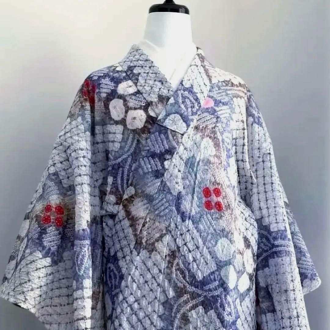 有松鳴海絞り・蜘蛛絞り　浴衣　手縫い　絞り浴衣　身丈156cm No.2-15