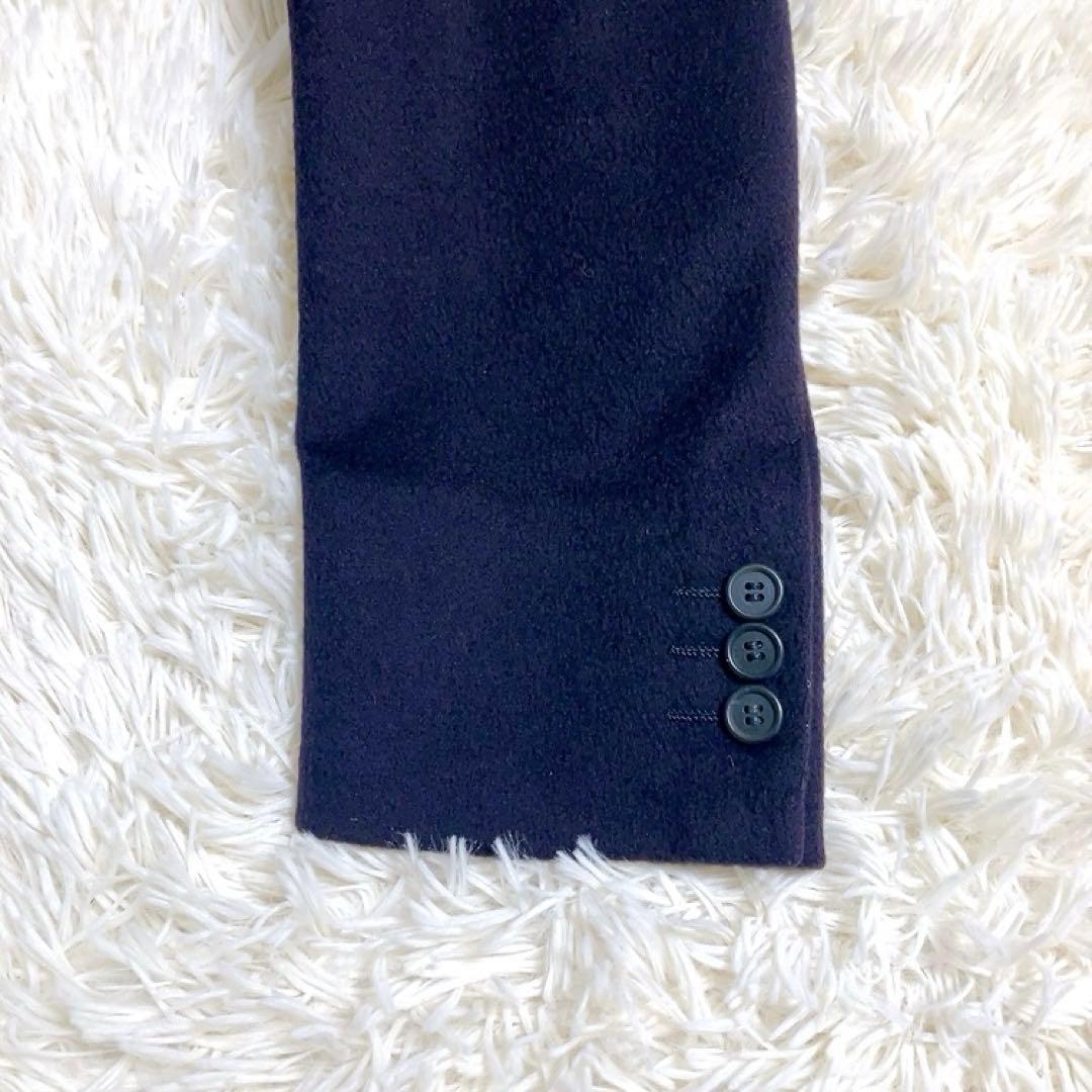 【カシミヤ100%・ロゴ総柄】LANVIN　テーラード　ネイビー　L　美品　伊製