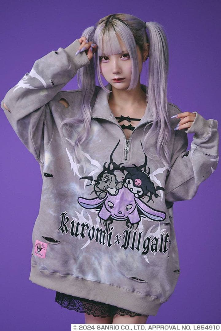 クロミ×GALFY/ガルフィー　長袖ハーフジップ　グレー