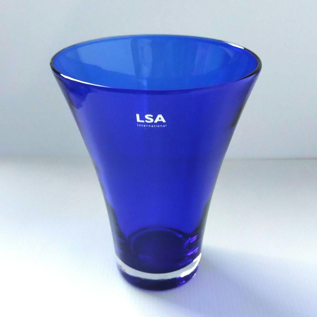 LSA エルエスエー フラワーベース ガラス 花器 花瓶 ブルー コバルトブルー