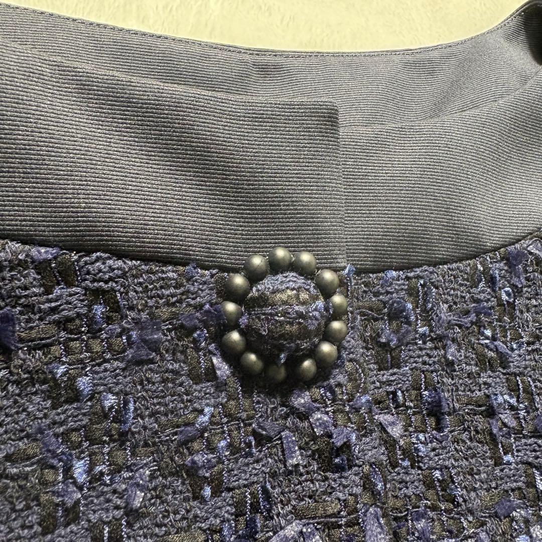 【新品・大きいサイズ】TO BE CHIC　ツイード　ノーカラー　ジャケット