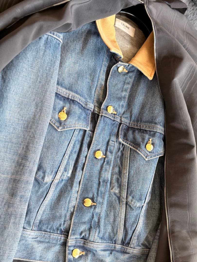美品CELINE トラッカーデニムジャケット刺繍ロゴ