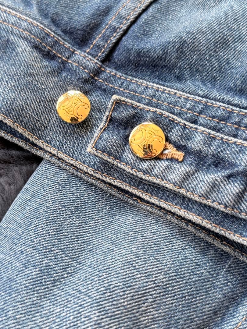 美品CELINE トラッカーデニムジャケット刺繍ロゴ