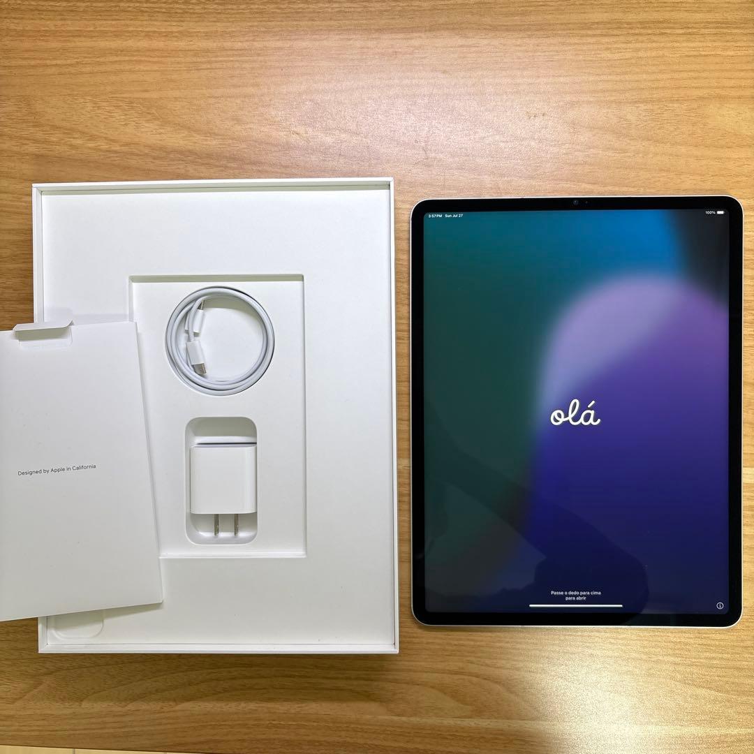 【美品】iPad Pro第5世代12.9シルバー 128GB スマートフォリオ付