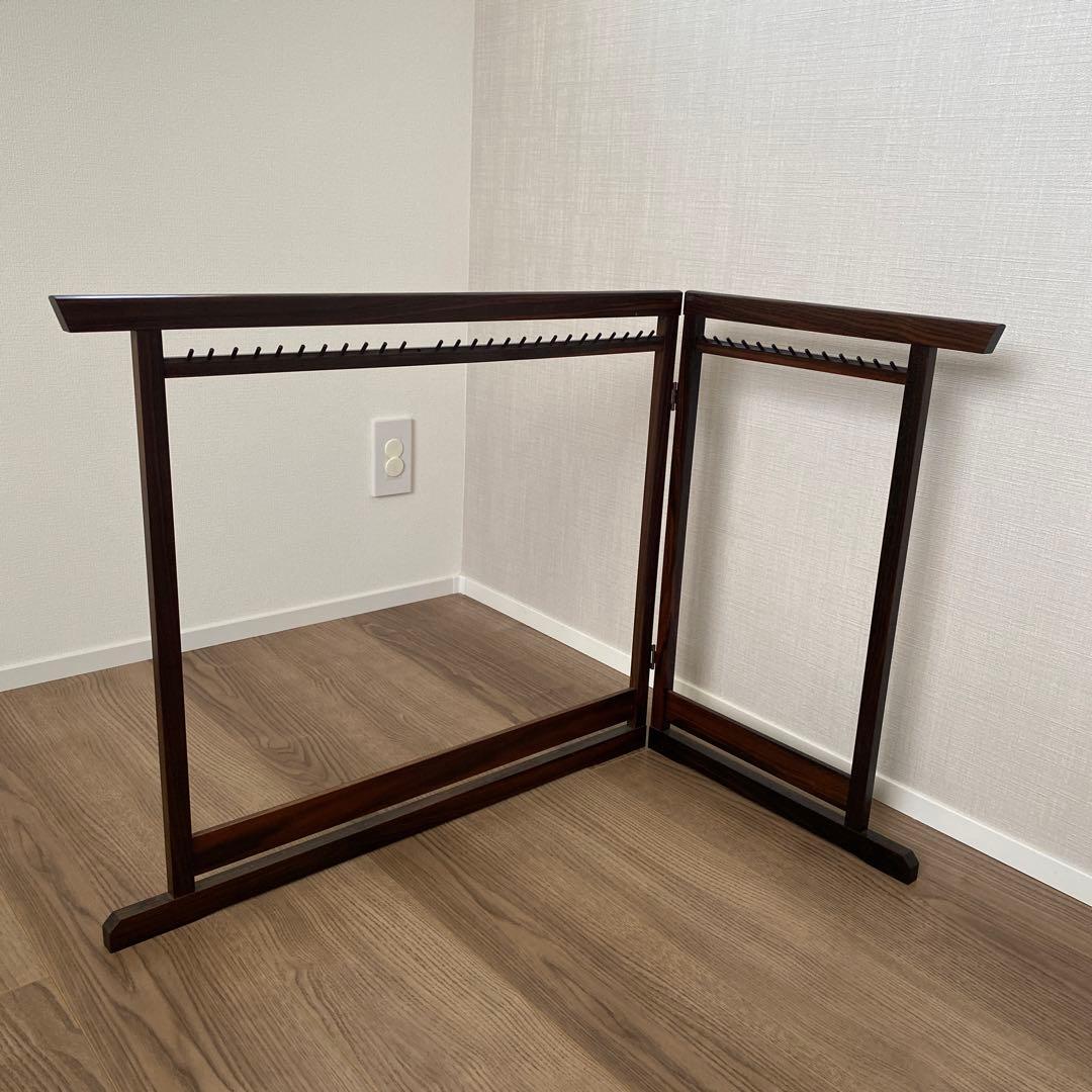 唐木黒檀製 大型筆掛 書道具 筆掛け　骨董