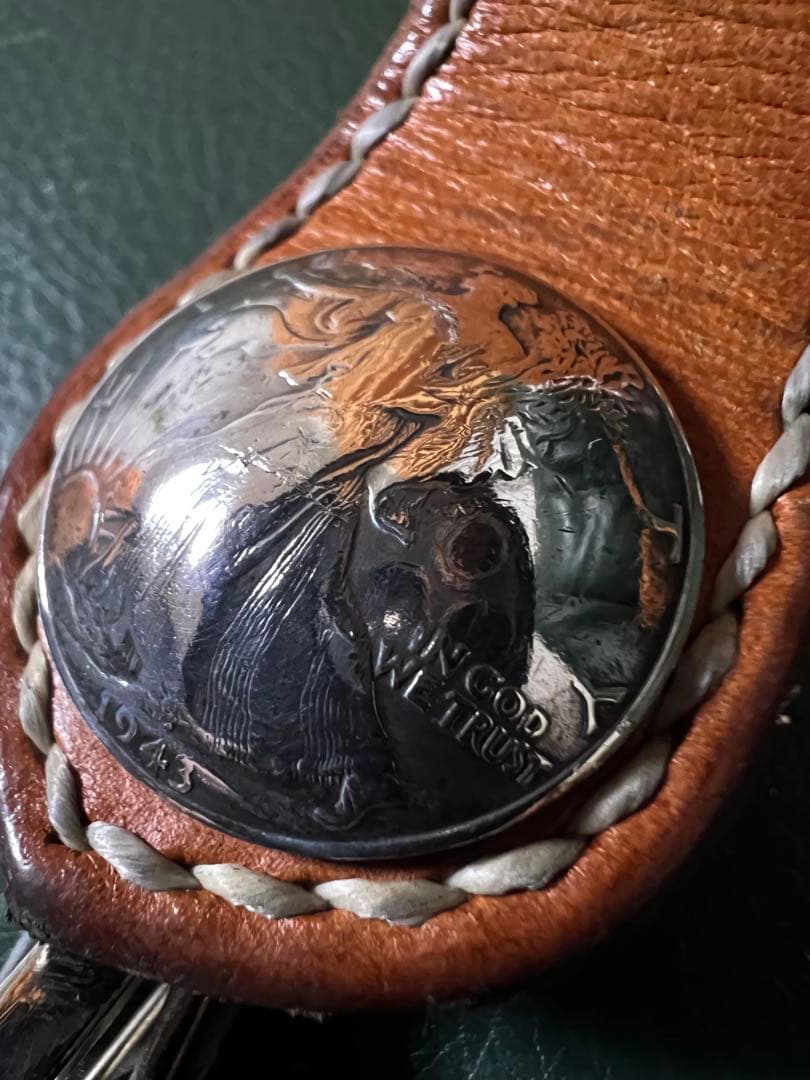 新品トップイタリアン革 ウォレットロープと純銀付ループホルダー