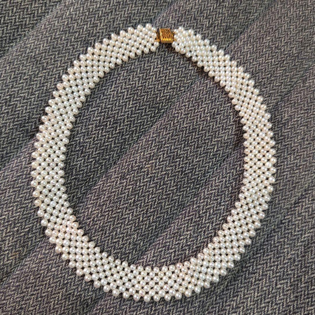 淡水真珠　ベビーパール　編み込み【ネックレス/時計/指輪/ブレスレット】セット