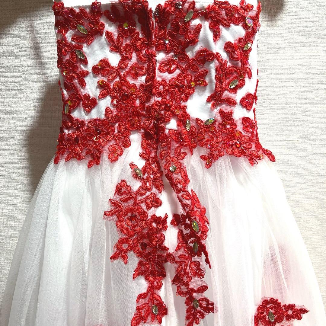 レッド刺繍 ボリューム チュール ドレス 110 120cm相当 レース