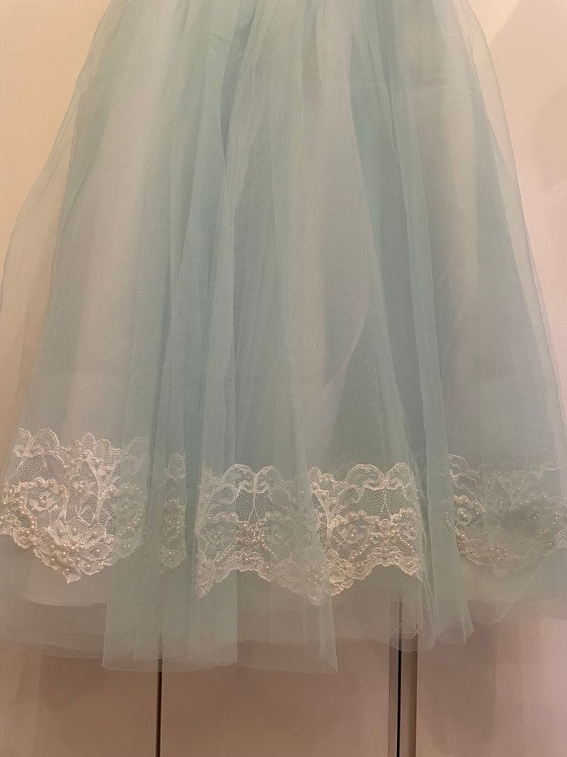 DRESCCO ライトブルー刺繍ロングドレス　発表会