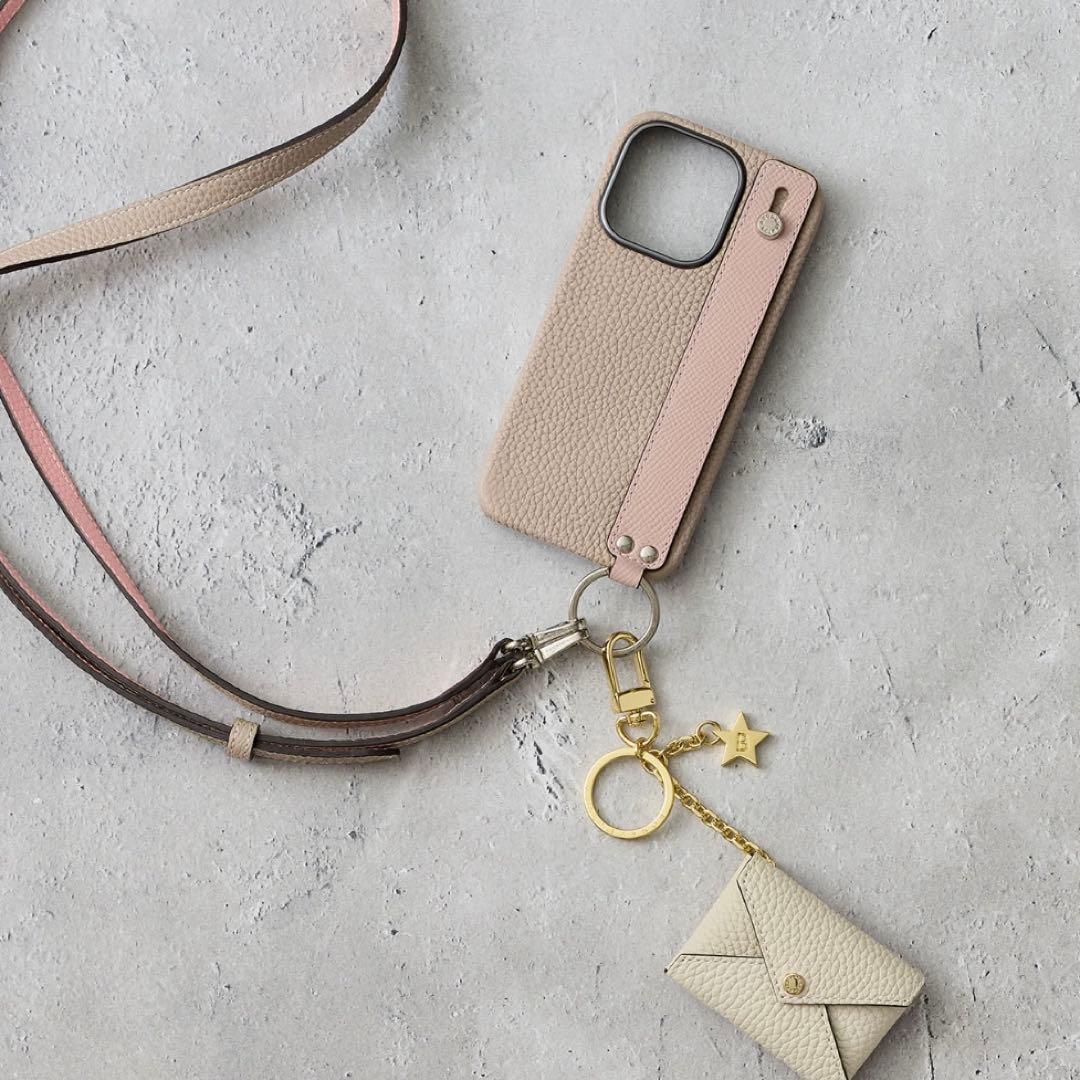 ボナベンチュラ ハンドル付き バックカバーケース iPhone16pro ピンク