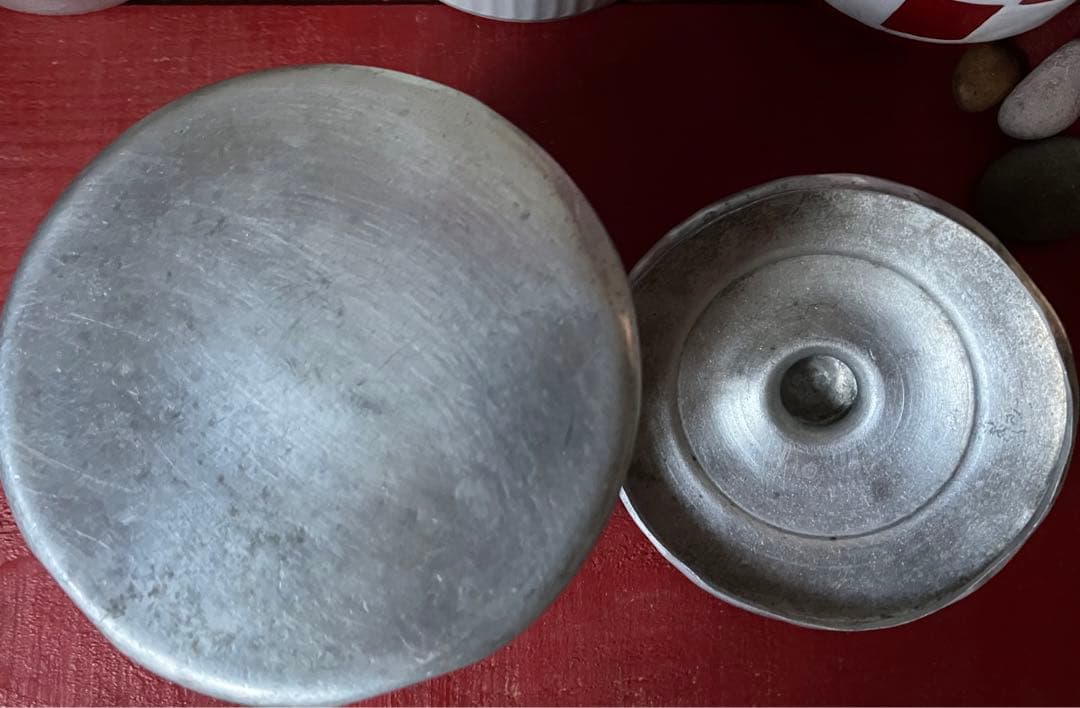 1930年代アルミキャニスター6缶セット　真鍮ラベル　フランスビンテージ