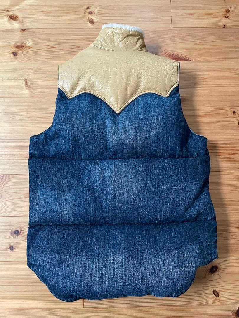 ロッキーマウンテン×ロンハーマン ダウンベスト 36サイズ デニム/ベージュ