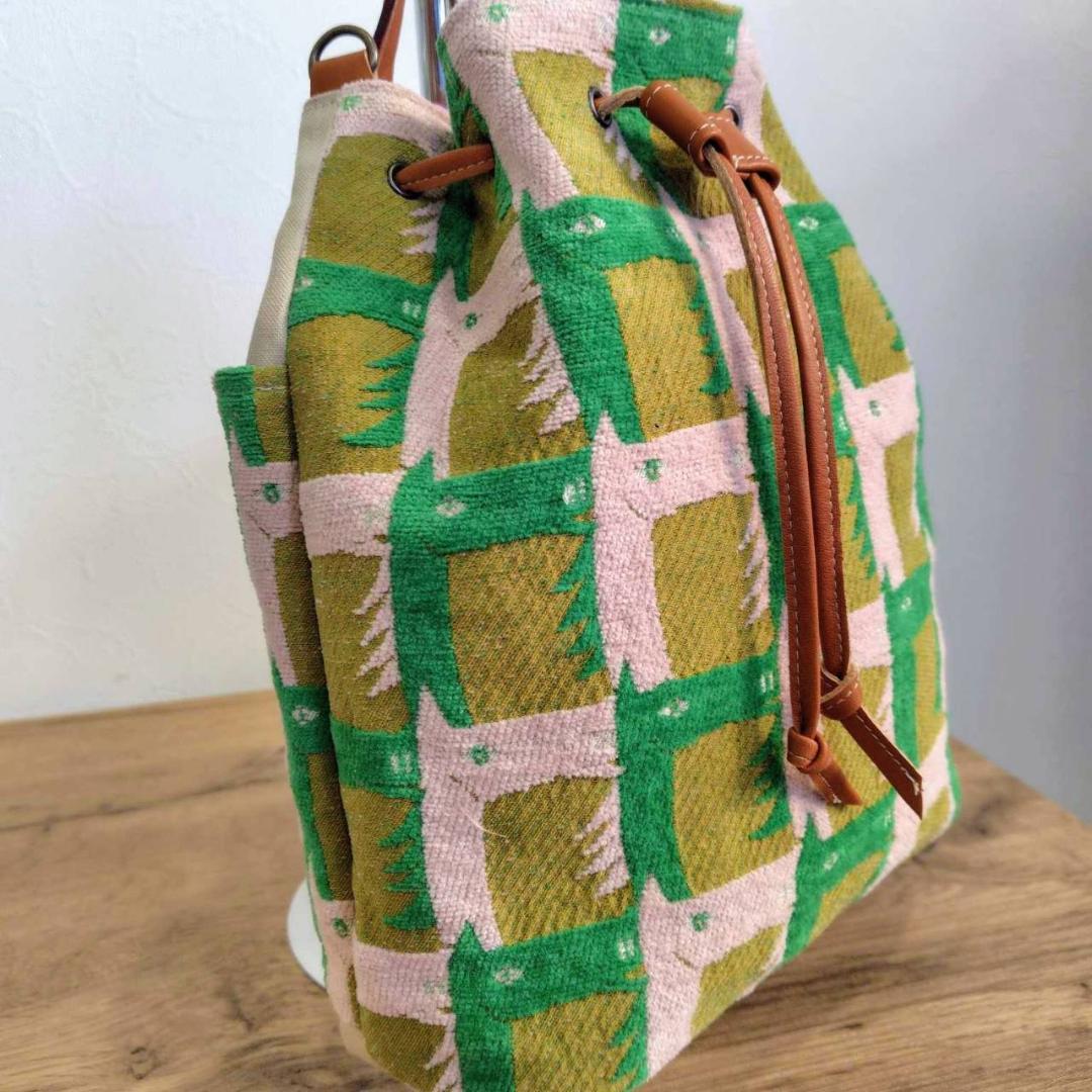 ミナペルホネン/thoroughbredサラブレットマスタード/巾着Lサイズショ