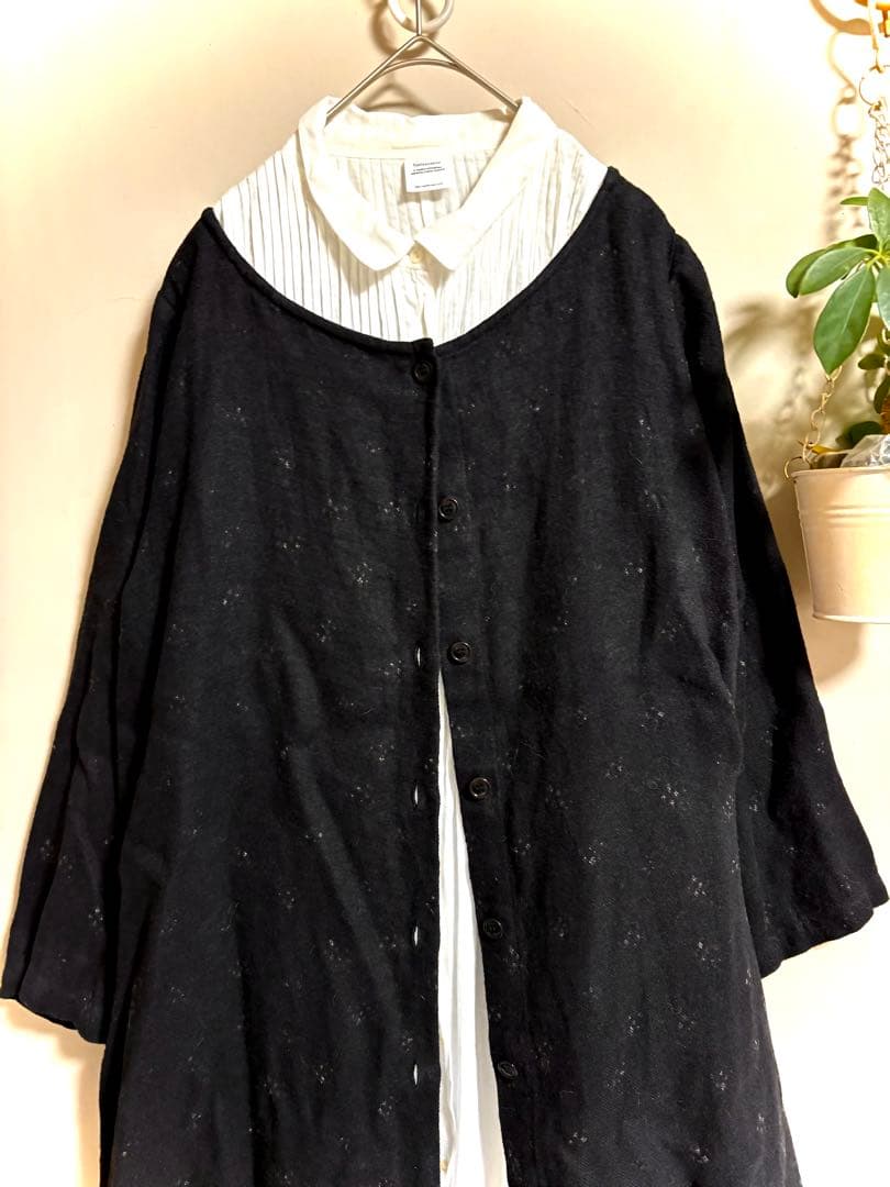 nest Robe ciel　前開きリネンワンピース　羽織り　替えボタン付