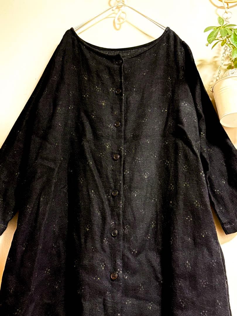 nest Robe ciel　前開きリネンワンピース　羽織り　替えボタン付