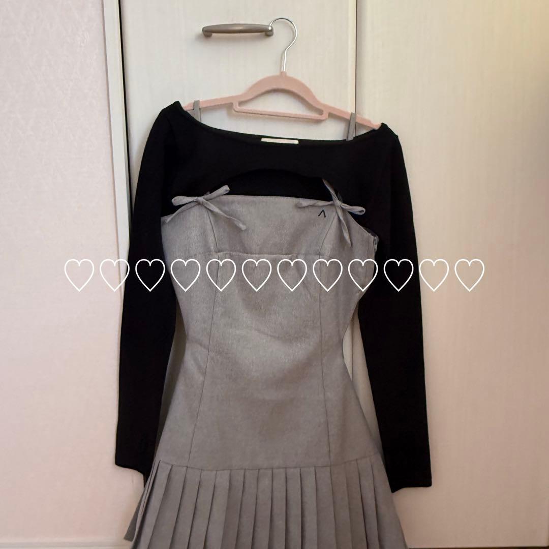 ワンピース andmary Karen knit set mini dress grey