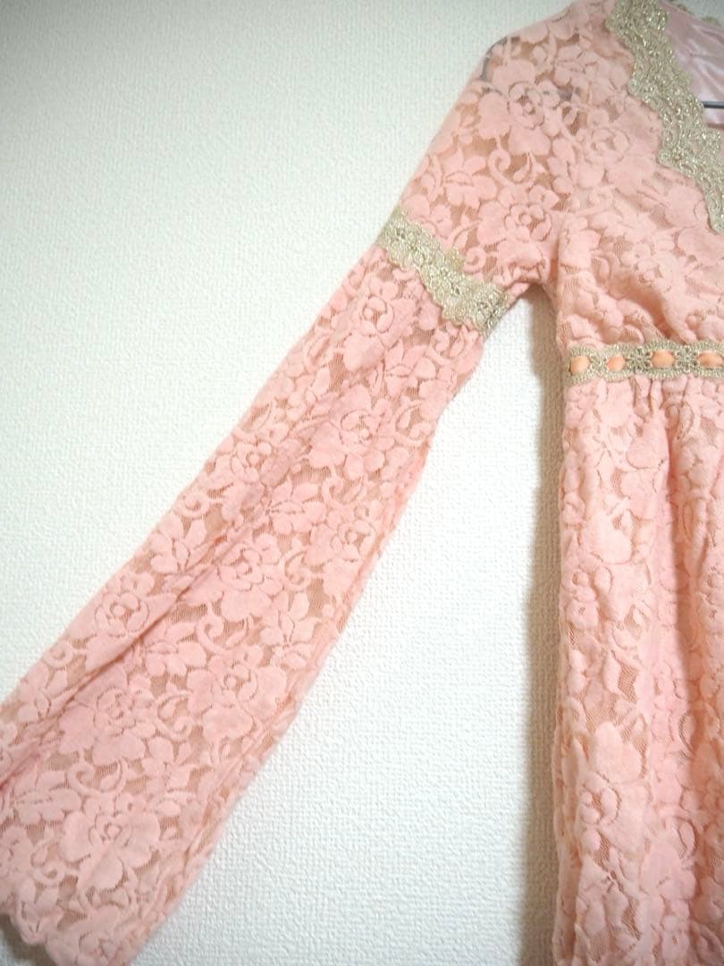 LIZ LISA ピンク レース ワンピース フレアスリーブ　リズリサ　希少