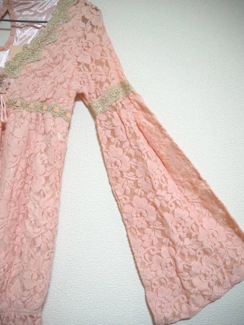 LIZ LISA ピンク レース ワンピース フレアスリーブ　リズリサ　希少