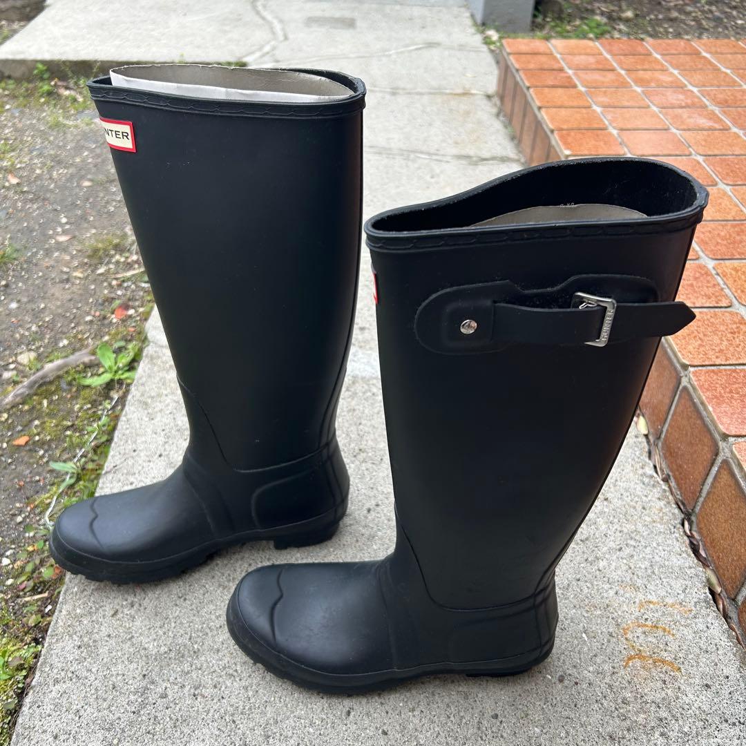 HUNTER ブラック 長靴 バックル付き 24cm