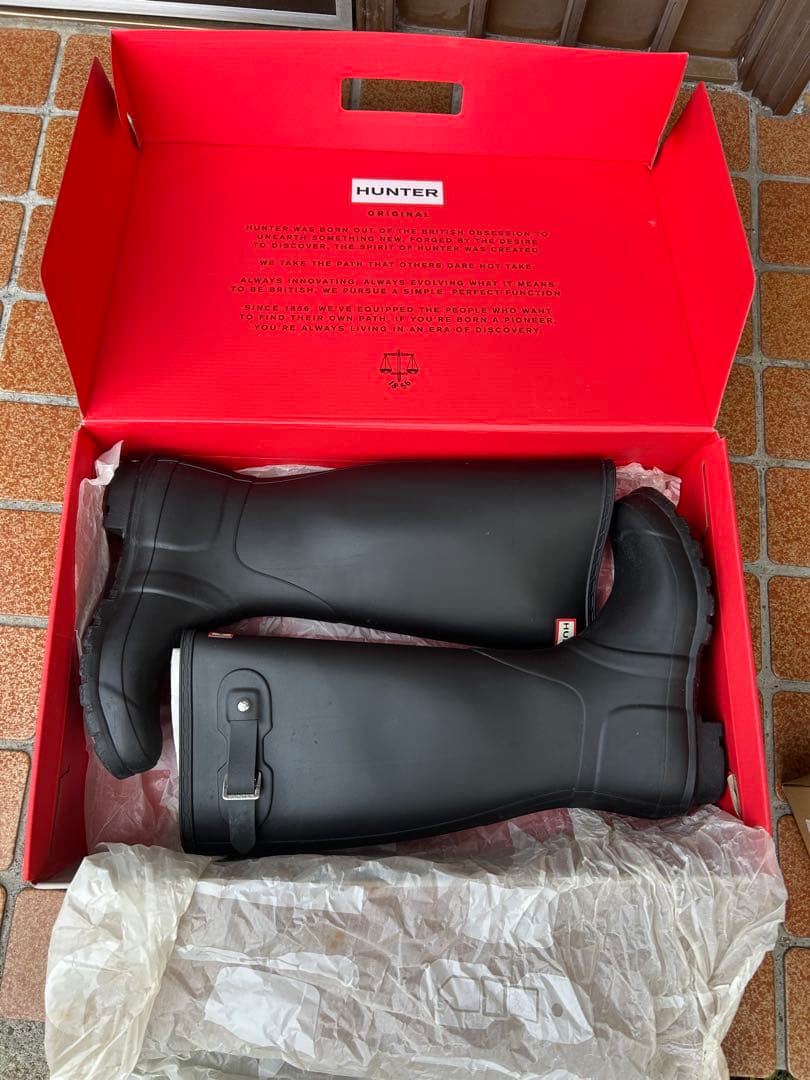 HUNTER ブラック 長靴 バックル付き 24cm