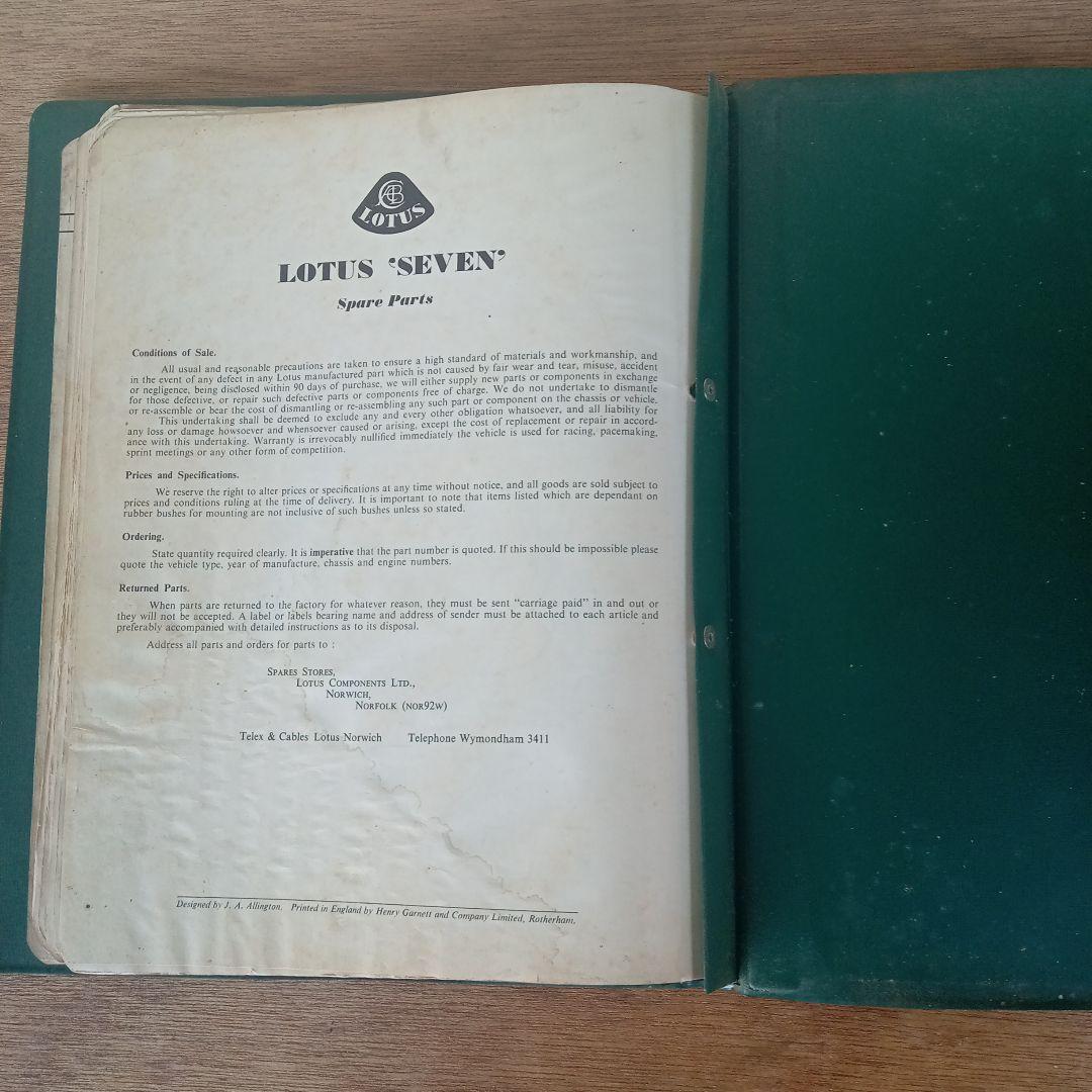 趣味・スポーツ・実用 LOTUS SEVEN OWNERS MANUAL