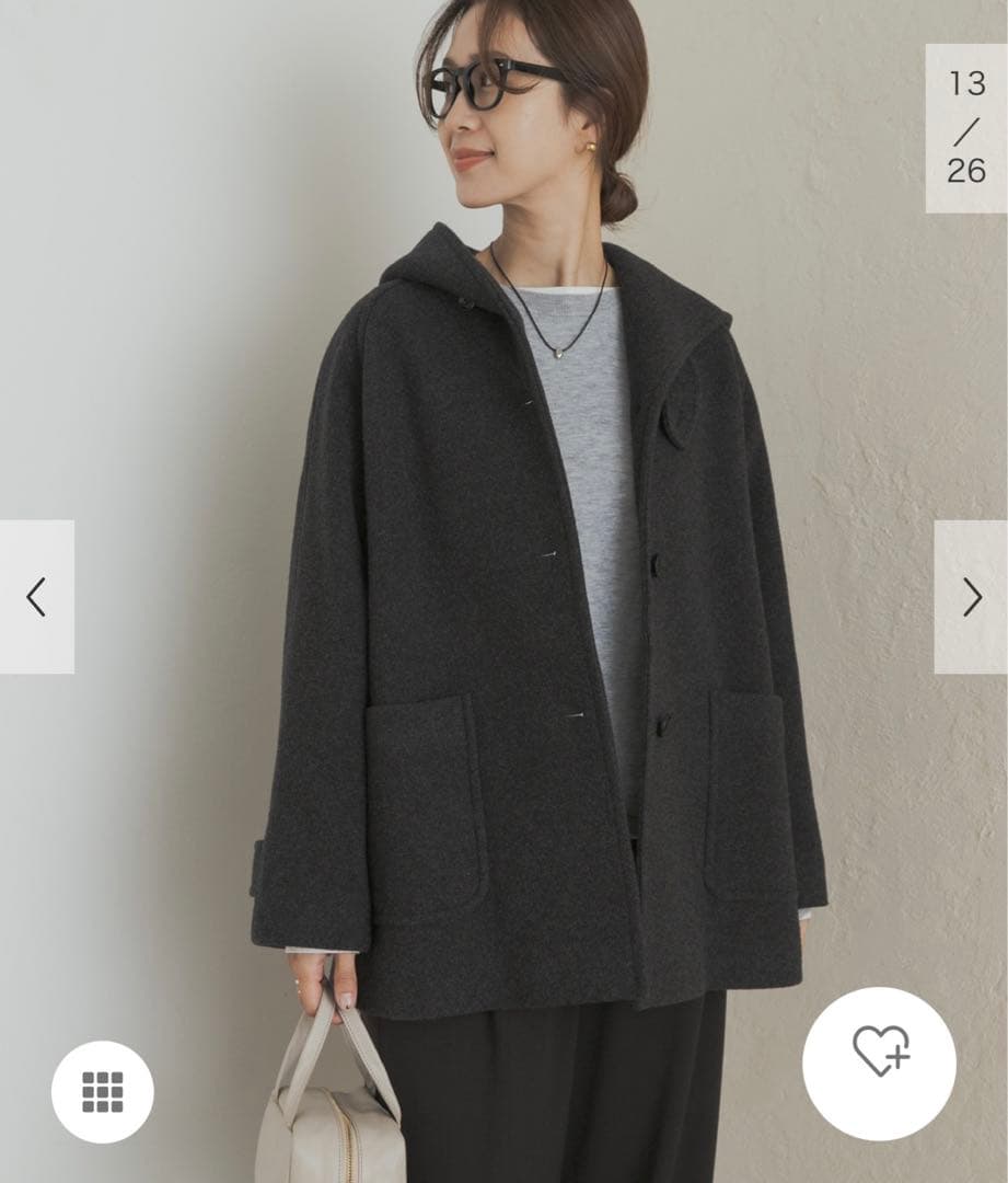 新品タグ付◆ DOORS エアリーウールフードコート　杢CHARCOAL