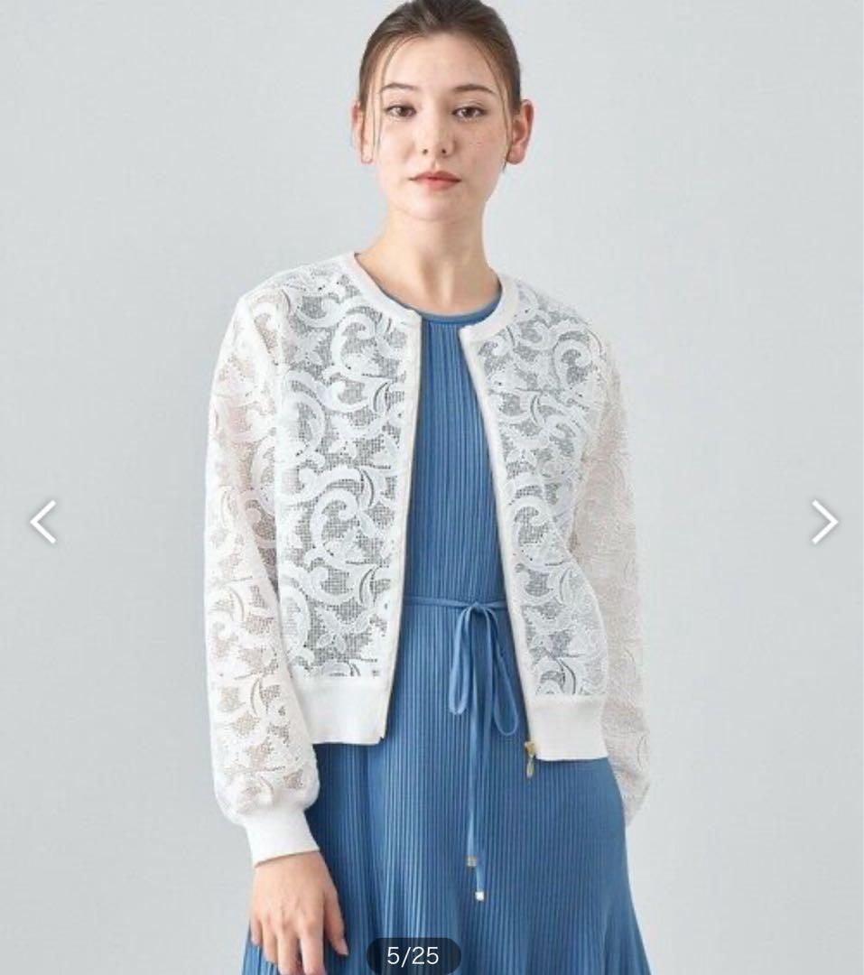 極美品　2024 ANAYI レースブルゾン　フルールジップブルゾン　羽織