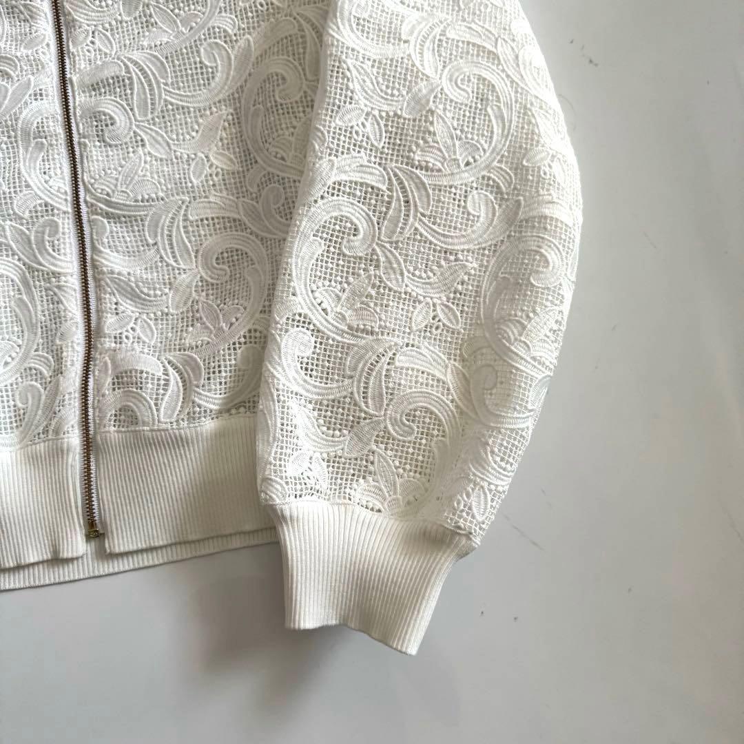 極美品　2024 ANAYI レースブルゾン　フルールジップブルゾン　羽織