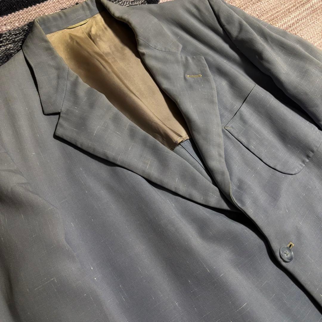 50s レーヨンギャバ　テーラード　ナッソージャケット　カスリ　ギャバジャン