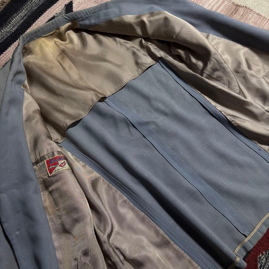 50s レーヨンギャバ　テーラード　ナッソージャケット　カスリ　ギャバジャン