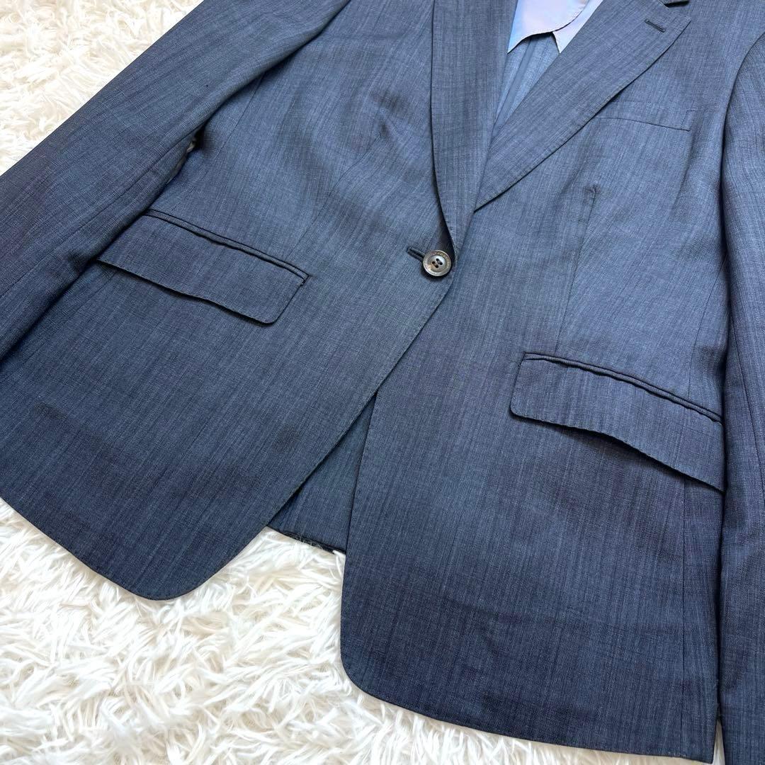 美品　ニューヨーカー　シルク混　スカートスーツ　ネイビー　背抜き　11号