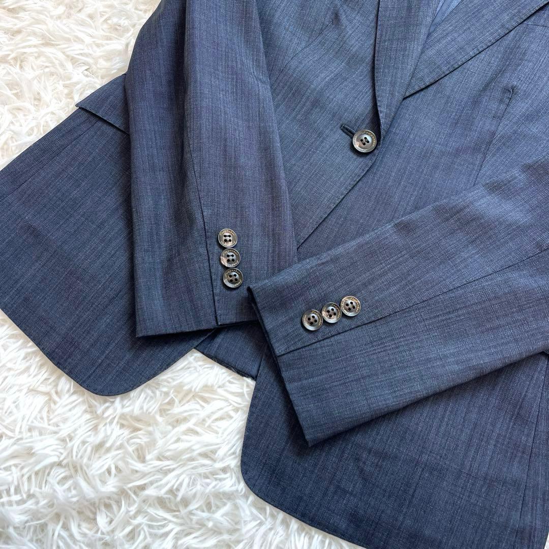 美品　ニューヨーカー　シルク混　スカートスーツ　ネイビー　背抜き　11号