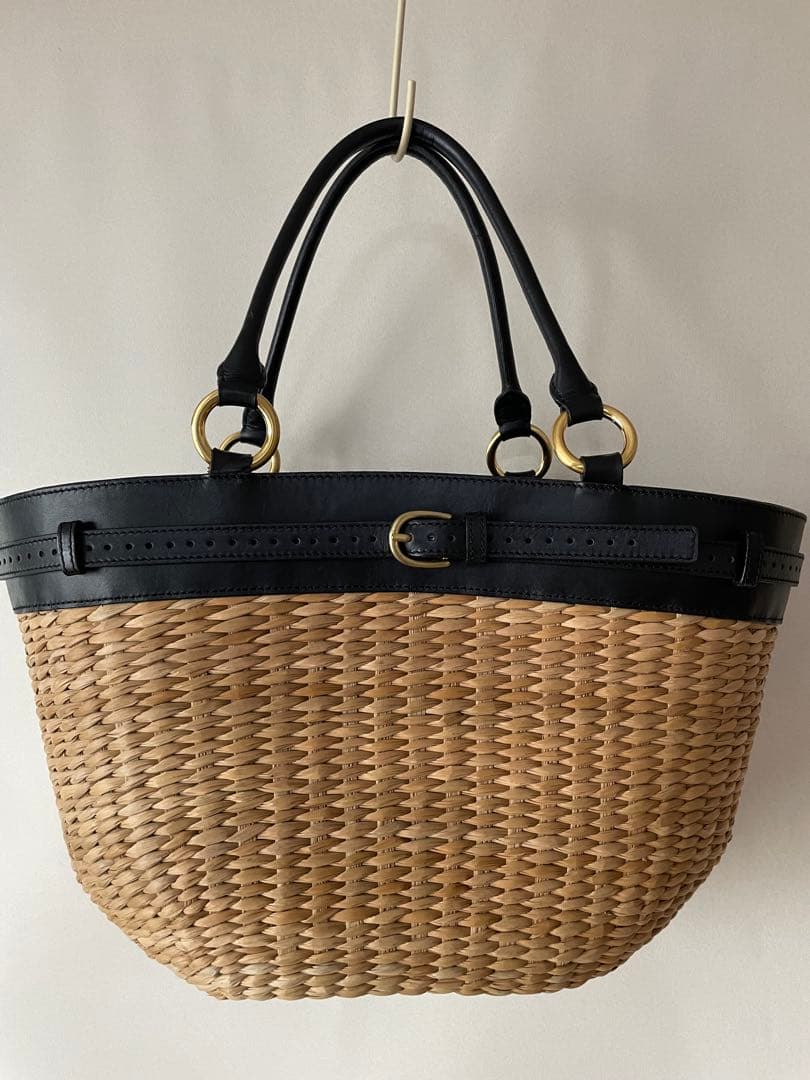 最終値下げ☆LOANA ストローとレザーの大人のかごバッグ